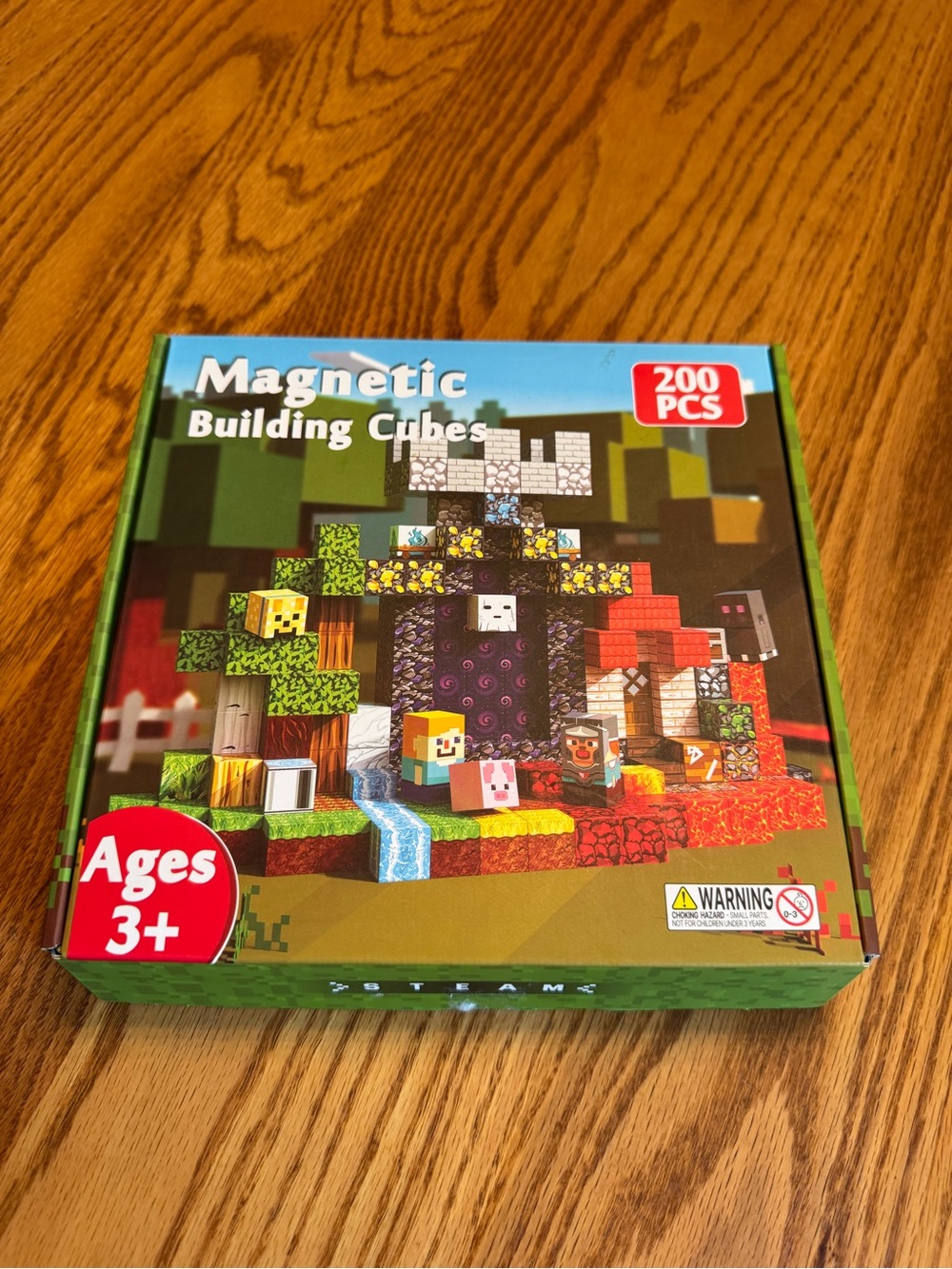 Minecraft Magnetic Building Cubes Toy Set - Green Box, 200 PCS